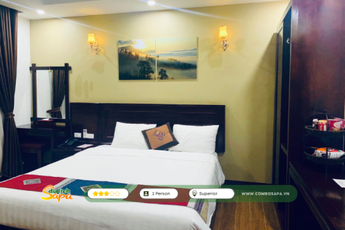 Combo Hà Nội Sapa 2N1Đ Melody Sapa Hotel Hạng phòng Superior : Bao gồm xe đưa đón khứ hồi, 01 hoặc 02 đêm nghỉ tại phòng nghỉ Superior view phố, Miễn phí Buffet sáng tại khách sạn...