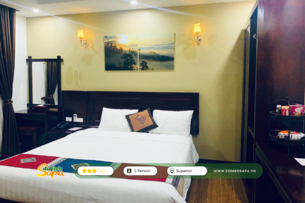 Combo Hà Nội Sapa 2N1Đ Melody Sapa Hotel Hạng phòng Superior : Bao gồm xe đưa đón khứ hồi, 01 hoặc 02 đêm nghỉ tại phòng nghỉ Superior view phố, Miễn phí Buffet sáng tại khách sạn...